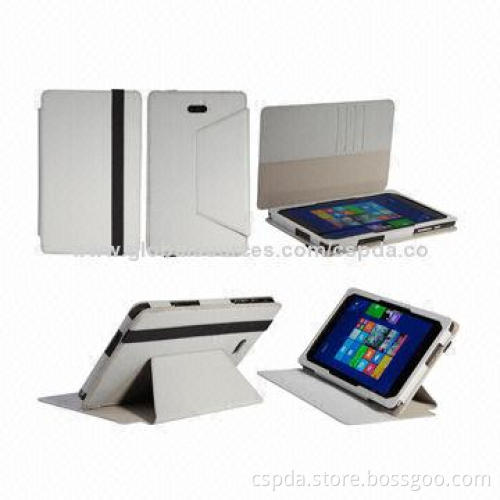 PU Leather Back Stand Cases for Dell Venue 8 Pro with Name Card Slot and Elastic Band